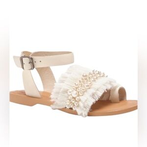 Free People Fringe & Pearl Boho Sandals - Size [
US 7/ 37]